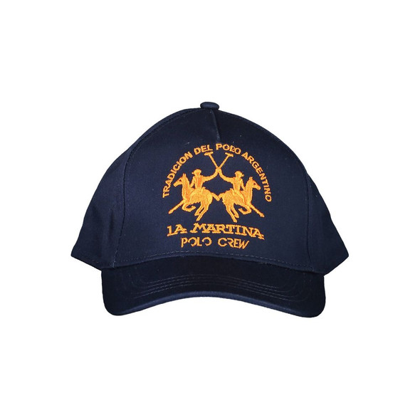 La Martina Blue Cotton Men Cap LA-38173 La Martina Blue Cotton Men Cap LA-38173