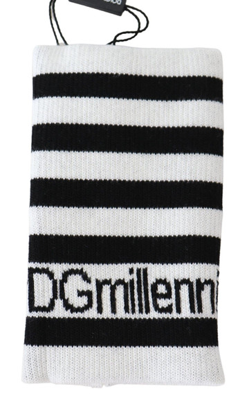 Dolce & Gabbana Black White Wool DGMillennials Wristband Wrap Dolce & Gabbana Black White Wool DGMillennials Wristband Wrap