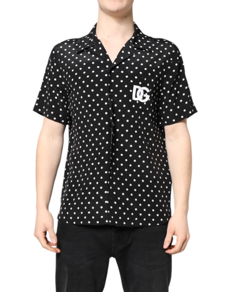 Black Polka Dot Short Sleeves Casual Shirt Black Polka Dot Short Sleeves Casual Shirt