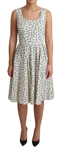 Beige Dotted Cotton A-Line Gown Dress Beige Dotted Cotton A-Line Gown Dress