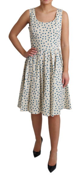 Beige Dotted Cotton A-Line Gown Dress Beige Dotted Cotton A-Line Gown Dress