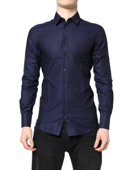 Blue GOLD Cotton Long Sleeves Men Dress Shirt Blue GOLD Cotton Long Sleeves Men Dress Shirt