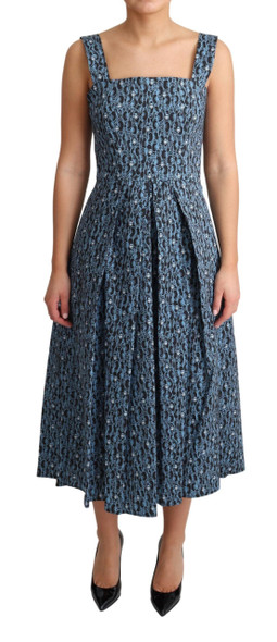Dolce & Gabbana Blue Heart Cotton A-Line Stretch Dress Dolce & Gabbana Blue Heart Cotton A-Line Stretch Dress
