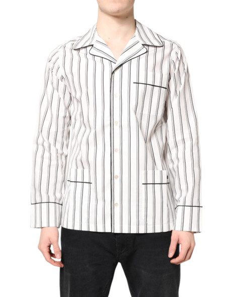 Dolce & Gabbana White Stripes Lounge Pajama Sleepwear Shirt Dolce & Gabbana White Stripes Lounge Pajama Sleepwear Shirt
