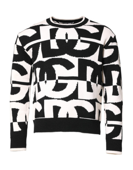 Dolce & Gabbana Black White Knit Logo Print Pullover Sweater Dolce & Gabbana Black White Knit Logo Print Pullover Sweater
