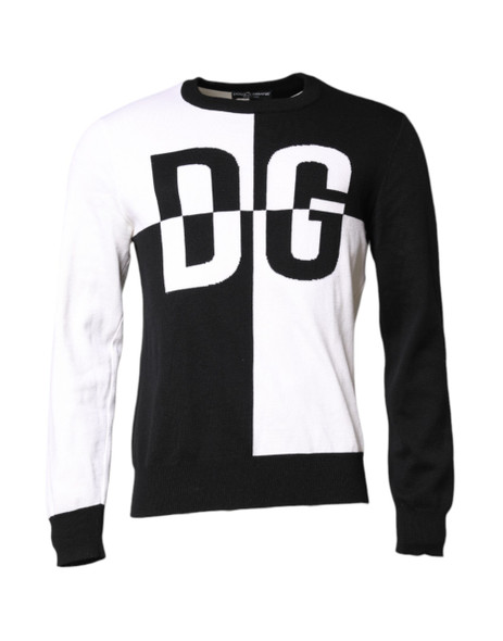 Dolce & Gabbana Black White Knit Logo Print Pullover Sweater TSH90254 Dolce & Gabbana Black White Knit Logo Print Pullover Sweater TSH90254