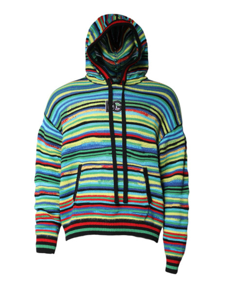 Dolce & Gabbana Multicolor Cotton Hooded Pullover Sweater TSH90262 Dolce & Gabbana Multicolor Cotton Hooded Pullover Sweater TSH90262