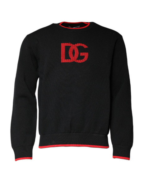 Dolce & Gabbana Black Nylon DGLogo Knit Men Pullover Sweater Dolce & Gabbana Black Nylon DGLogo Knit Men Pullover Sweater