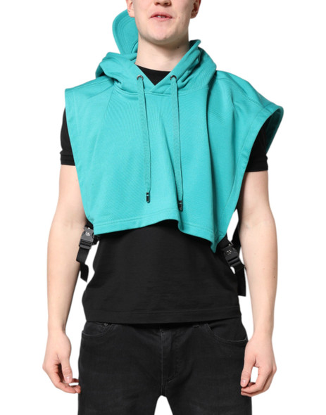 Dolce & Gabbana Green Cotton Hooded Men Sportswear Vest Sweater Dolce & Gabbana Green Cotton Hooded Men Sportswear Vest Sweater
