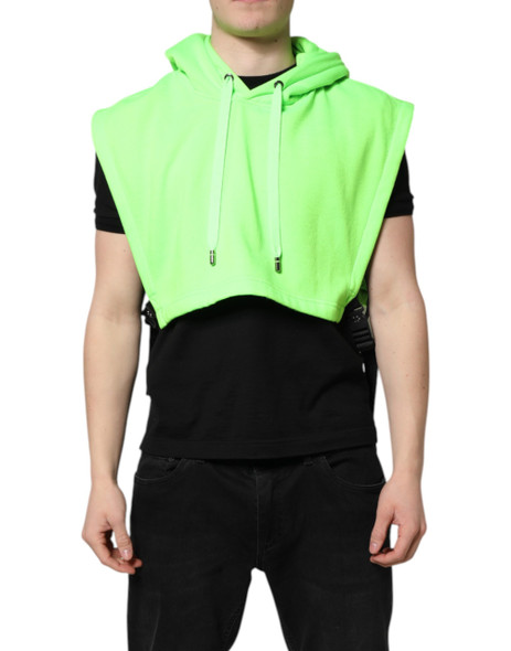 Dolce & Gabbana Green Polyester Hooded Sportswear Vest Sweater Dolce & Gabbana Green Polyester Hooded Sportswear Vest Sweater