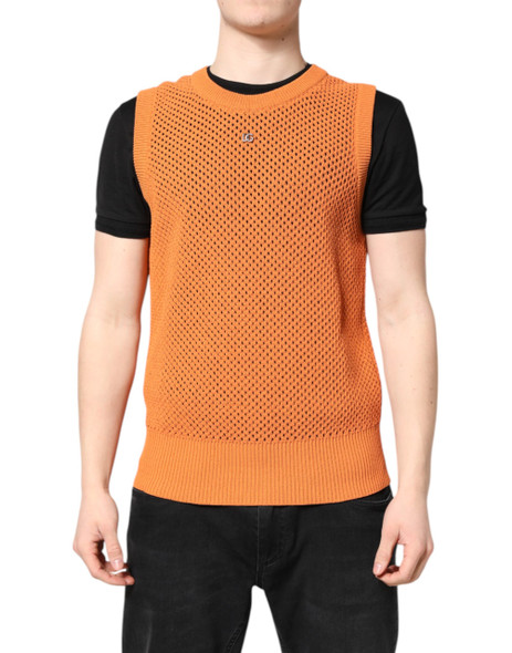 Orange Cashmere Round Neck Sleeveless T-shirt Orange Cashmere Round Neck Sleeveless T-shirt