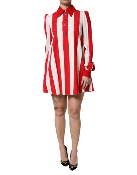White Red Stripes Long Sleeves Mini Dress White Red Stripes Long Sleeves Mini Dress