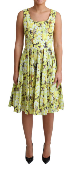 Yellow Floral Cotton Stretch Gown Dress Yellow Floral Cotton Stretch Gown Dress