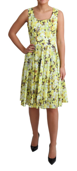 Yellow Floral Cotton Stretch Gown Dress Yellow Floral Cotton Stretch Gown Dress