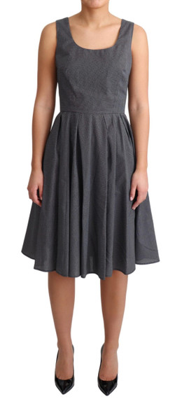 Black Polka Dotted Cotton A-Line Dress Black Polka Dotted Cotton A-Line Dress