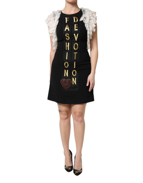 Dolce & Gabbana Black Fashion Devotion Embellish Mini Dress Dolce & Gabbana Black Fashion Devotion Embellish Mini Dress