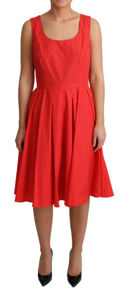 Dolce & Gabbana Red Polka Dotted Cotton A-Line Dress Dolce & Gabbana Red Polka Dotted Cotton A-Line Dress