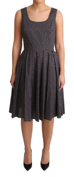 Black Floral Cotton A-Line Stretch Dress Black Floral Cotton A-Line Stretch Dress