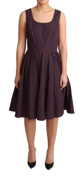 Dolce & Gabbana Red Blue Polka Cotton A-Line Gown Dress Dolce & Gabbana Red Blue Polka Cotton A-Line Gown Dress