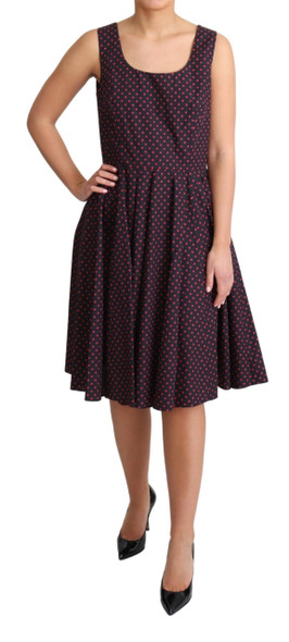 Dolce & Gabbana Red Blue Polka Cotton A-Line Gown Dress Dolce & Gabbana Red Blue Polka Cotton A-Line Gown Dress