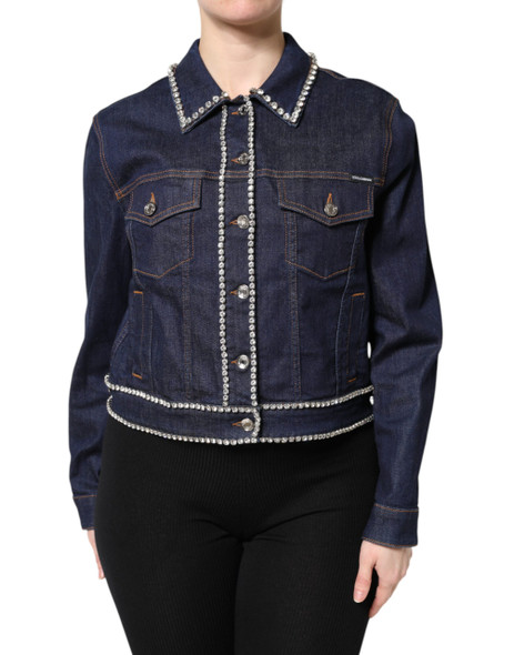 Dolce & Gabbana Blue Denim Cotton Crystal Embellished Jacket Dolce & Gabbana Blue Denim Cotton Crystal Embellished Jacket