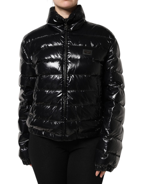 Dolce & Gabbana Black Logo Plaque Full Zip Puffer Jacket JKT41395 Dolce & Gabbana Black Logo Plaque Full Zip Puffer Jacket JKT41395