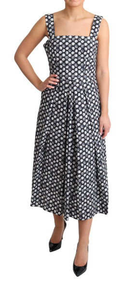 Blue Geometric Cotton A-Line Gown Dress Blue Geometric Cotton A-Line Gown Dress