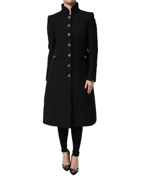Dolce & Gabbana Black Wool Single Breasted Trench Coat Jacket Dolce & Gabbana Black Wool Single Breasted Trench Coat Jacket
