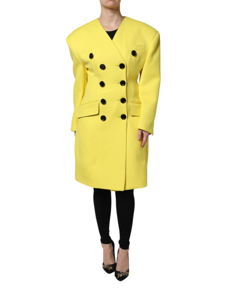 Yellow Double Breasted Trench Coat Jacket Yellow Double Breasted Trench Coat Jacket