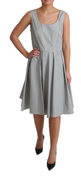 Dolce & Gabbana Gray Polka Dotted Cotton A-Line Dress Dolce & Gabbana Gray Polka Dotted Cotton A-Line Dress