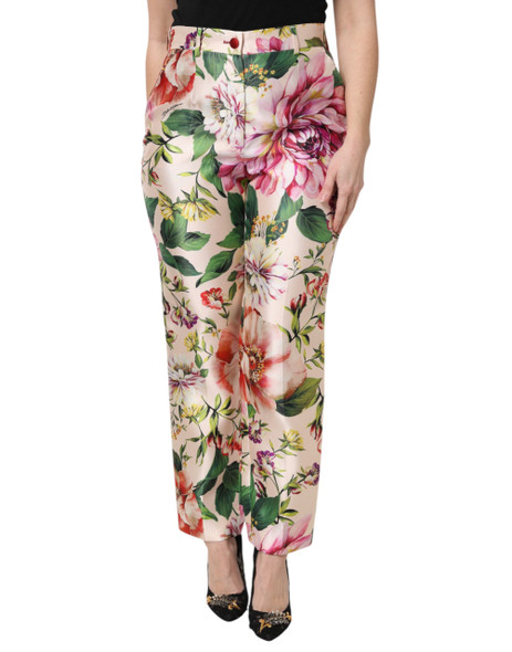 Multicolor Floral High Waist Straight Pants Multicolor Floral High Waist Straight Pants