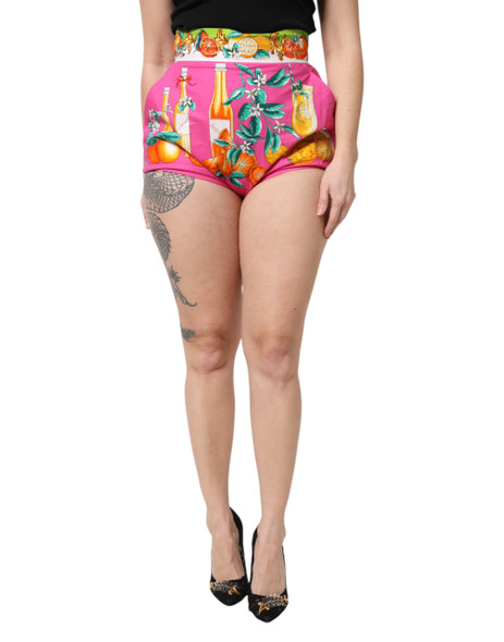 Pink Printed High Waist Hot Pants Shorts Pink Printed High Waist Hot Pants Shorts