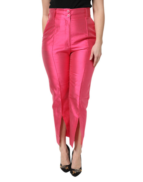 Dolce & Gabbana Pink Silk High Waist Tapered Pants Dolce & Gabbana Pink Silk High Waist Tapered Pants
