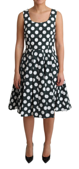 Dolce & Gabbana Green Polka Dotted Cotton A-Line Dress Dolce & Gabbana Green Polka Dotted Cotton A-Line Dress