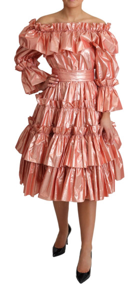 Pink Ruffled Dress Silk Cotton Gown Dress Pink Ruffled Dress Silk Cotton Gown Dress