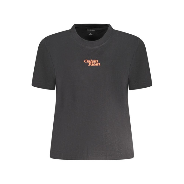 Calvin Klein Black Cotton Women T-Shirt CA-38297 Calvin Klein Black Cotton Women T-Shirt CA-38297