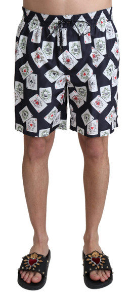 Black Card Deck Print Beachwear Swimshorts Black Card Deck Print Beachwear Swimshorts