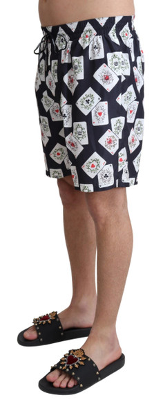Black Card Deck Print Beachwear Swimshorts Black Card Deck Print Beachwear Swimshorts