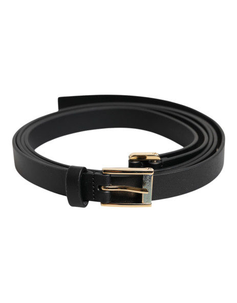 Black Classic Gold Metal Logo Buckle Belt Black Classic Gold Metal Logo Buckle Belt