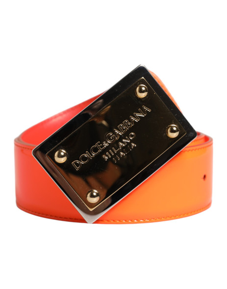 Orange Gold Tone Metal Logo Buckle Belt Orange Gold Tone Metal Logo Buckle Belt