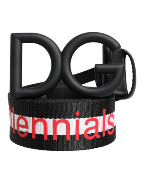Black Polyester Logo Print DG Buckle Belt Black Polyester Logo Print DG Buckle Belt