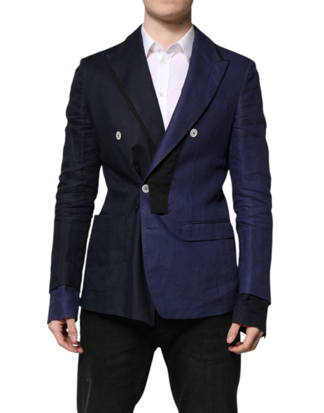 Dolce & Gabbana Navy Blue Double Breasted Suit Coat Blazer Dolce & Gabbana Navy Blue Double Breasted Suit Coat Blazer