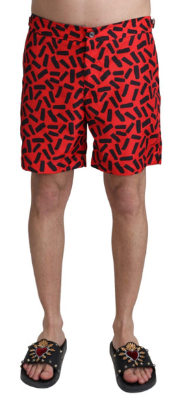Dolce & Gabbana Red Patterned Beachwear Shorts Swimwear Dolce & Gabbana Red Patterned Beachwear Shorts Swimwear