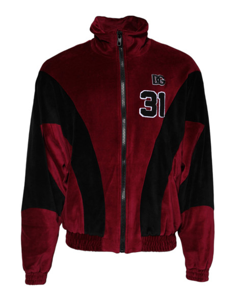 Red Black Cotton Logo FullZip Bomber Jacket Red Black Cotton Logo FullZip Bomber Jacket
