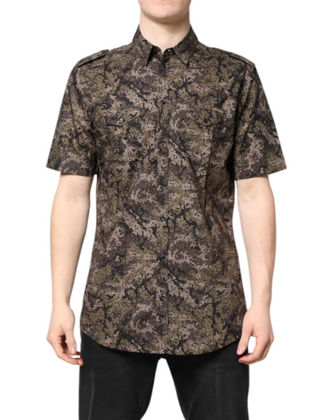 Dolce & Gabbana Multicolor Camouflage Button Down GOLD Shirt Dolce & Gabbana Multicolor Camouflage Button Down GOLD Shirt