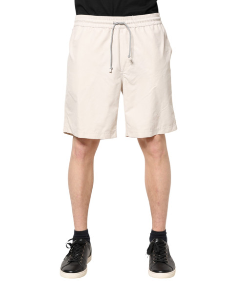 Brunello Cucinelli Off White Logo Men Bermuda Sweatshorts Shorts Brunello Cucinelli Off White Logo Men Bermuda Sweatshorts Shorts