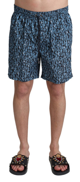Blue Patterned Print Beachwear Shorts Swimwear Blue Patterned Print Beachwear Shorts Swimwear