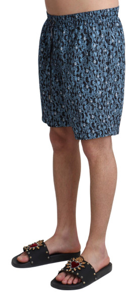 Dolce & Gabbana Blue Patterned Print Beachwear Shorts Swimwear Dolce & Gabbana Blue Patterned Print Beachwear Shorts Swimwear