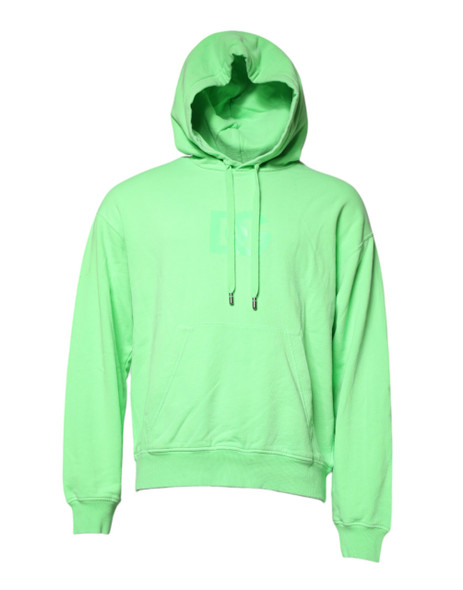 Dolce & Gabbana Green Cotton DG Logo Print Hooded Sweater Dolce & Gabbana Green Cotton DG Logo Print Hooded Sweater