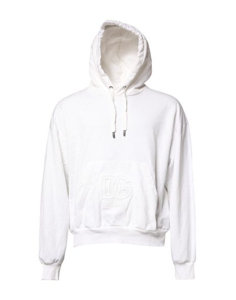 Dolce & Gabbana White Embossed Logo Hooded Sweatshirt Sweater Dolce & Gabbana White Embossed Logo Hooded Sweatshirt Sweater
